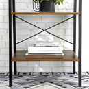 Rustic brown and black steel Metal Frame 4 Tier bookshelf-6