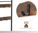 Rustic Brown Coat Rack Stand with Hallway Shoe Rack and Bench with Shelves Matte Metal Frame Height 175 cm-7