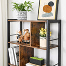 4-Tier Industrial Bookshelf Stable Iron Frame, Rustic Brown-4