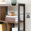 4-Tier Industrial Bookshelf Stable Iron Frame, Rustic Brown-8