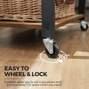 Kitchen Baker's Rack,  3-Tier Serving Cart with Metal Frame and 6 Hooks, Rustic Brown-5