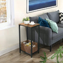 Rustic Brown Side Table with Mesh Shelf-4