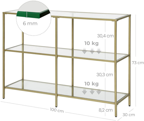 3-Tier Tempered Glass Sofa Table Modern Storage Shelf