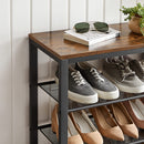 Shoe Rack with 3 Mesh Shelves Rustic Brown and Black-7