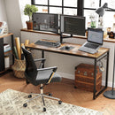 Home Office Desk with 8 Hooks 140 x 60 x 75 cm Rustic Brown and Black-2