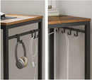 Home Office Desk with 8 Hooks 140 x 60 x 75 cm Rustic Brown and Black-8