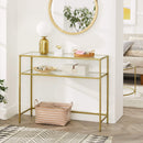 Console Table Metal Frame with 2 Shelves Adjustable Feet-5