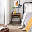 Vintage Nightstand Stackable End Table Wood Look Accent Furniture Metal Frame-3