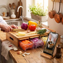 Large Bamboo Cutting Board and 4 Containers with Mobile Holder gift included for Home Kitchen-2