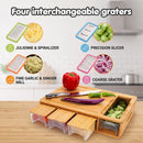 Large Bamboo Cutting Board and 4 Containers with Mobile Holder gift included for Home Kitchen-5