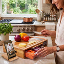 Large Bamboo Cutting Board and 4 Containers with Mobile Holder gift included for Home Kitchen-9