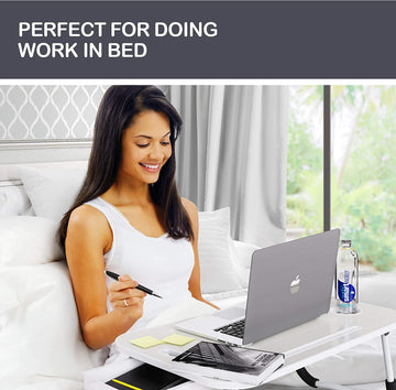 Laptop Bed Desk with Storage and foldable legs for Adults, Kids & Home Office - 0