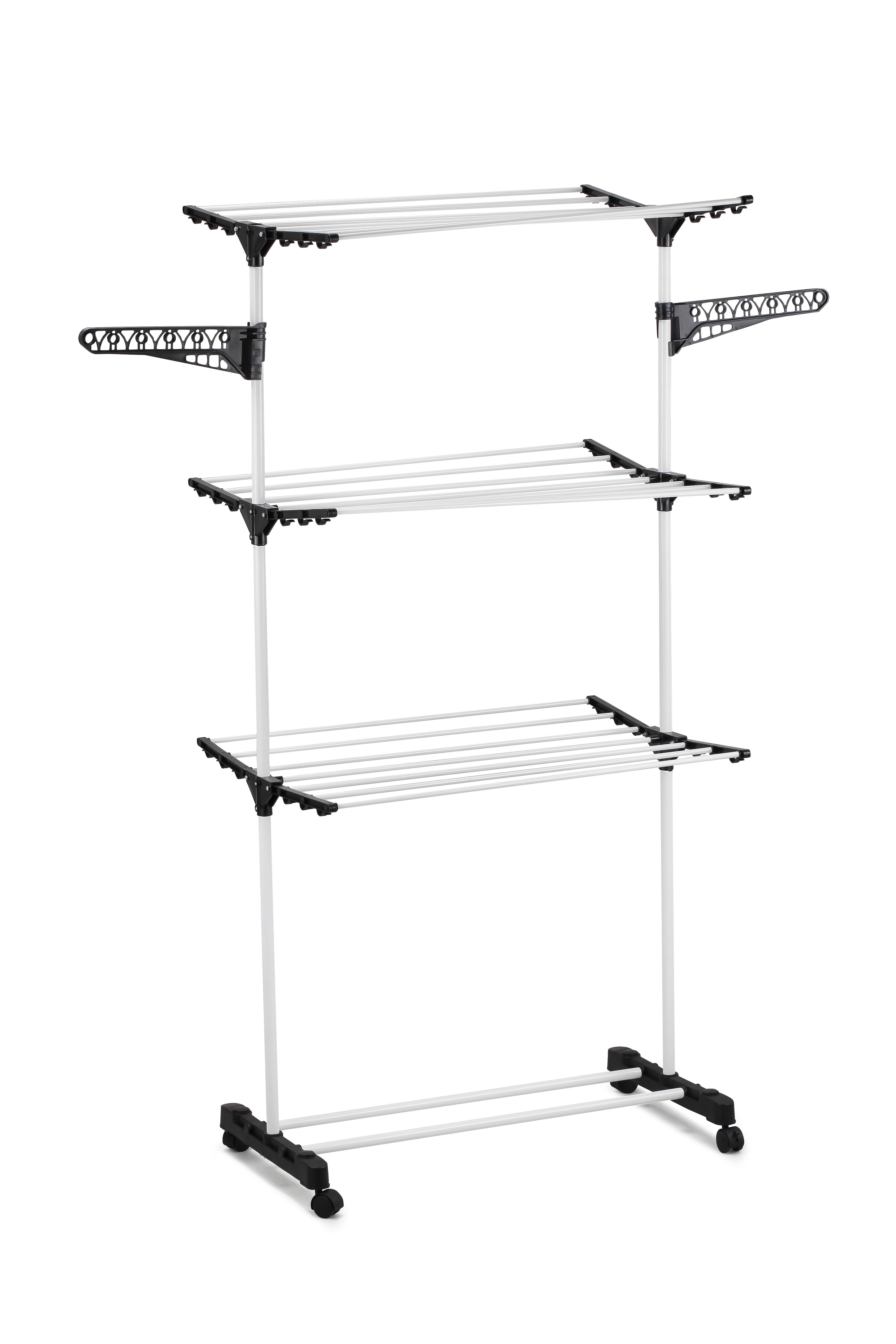 CARLA HOME Folding 3 Tier Clothes Laundry Drying Rack with Stainless Steel Tubes for Indoor & Outdoor Home - 0