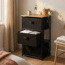 CARLA HOME 3 Drawer Fabric Storage Dresser - Steel Frame - Black - Storage Rack - Rustic-6