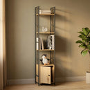 CARLA HOME 5 Tier Bookshelf with Cabinet - Brown - Storage Cabinet - Rustic - Steel-5