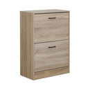 CARLA HOME 2 Flip Drawer Shoe Cabinet - Hidden Storage - Modern - Shoe Storage Cabinet - Oak-9