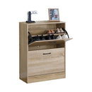 CARLA HOME 2 Flip Drawer Shoe Cabinet - Hidden Storage - Modern - Shoe Storage Cabinet - Oak-10