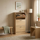 CARLA HOME 3 Flip Drawer Shoe Cabinet - Hidden Storage - Modern - Shoe Storage Cabinet - Oak-6