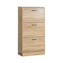 CARLA HOME 3 Flip Drawer Shoe Cabinet - Hidden Storage - Modern - Shoe Storage Cabinet - Oak-9