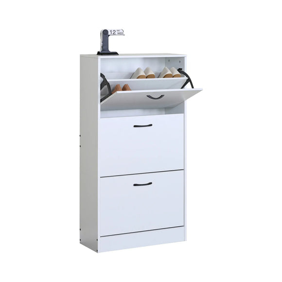 CARLA HOME 3 Flip Drawer Shoe Cabinet - Hidden Storage - Modern - Shoe Storage Cabinet - White