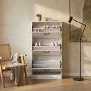 CARLA HOME 3 Flip Drawer Shoe Cabinet - Hidden Storage - Modern - Shoe Storage Cabinet - White-6