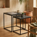 CARLA HOME Nesting Side Table Set of 2 - Black Steel Frame - Classic - Tables Living Room-5