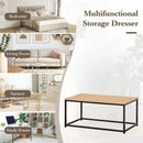 CARLA HOME Modern Rustic Coffee Table - Wood Top Metal Frame - Brown - Steel - Modern Coffee Table-4