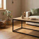 CARLA HOME Modern Rustic Coffee Table - Wood Top Metal Frame - Brown - Steel - Modern Coffee Table-6
