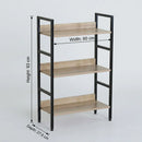 CARLA HOME 3 Tier Bookshelf - Wood Metal Display Shelf - Brown - Rustic - Steel - Living Room Office-3