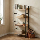 CARLA HOME 4 Tier Bookshelf - Wood Metal Display Shelf - Brown - Rustic - Steel - Living Room Office-6