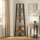 CARLA HOME 5 Tier Corner Shelf - Ladder Bookshelf - Metal Frame - Brown - Rustic-6