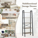 CARLA HOME 5 Tier Ladder Shelf - Wood Metal Display Bookcase - Brown - Rustic - Steel-4