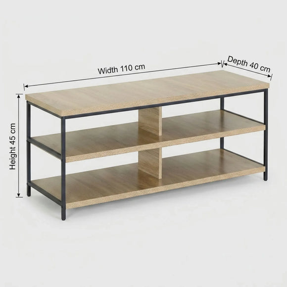 CARLA HOME Tv Stand 3 Tier Open Shelf Entertainment Console - Brown - Rustic - Steel