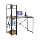CARLA HOME Computer Desk with 4 Shelf Bookcase - Steel - Brown - Rustic - Office Desk Computer-1