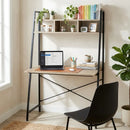 CARLA HOME Ladder Desk with Shelves - Steel Frame - Oak - 84cm - Brown - Study Desk-2