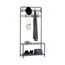 CARLA HOME Hall Tree Coat Rack with Bench - 8 Hooks - Brown - Rustic - Garment Rack-1