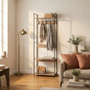CARLA HOME Freestanding Garment Rack - 5 Hooks 4 Shelves - Brown - Rustic - Steel-5