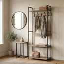 CARLA HOME Freestanding Garment Rack - 5 Hooks 4 Shelves - Brown - Rustic - Steel-6