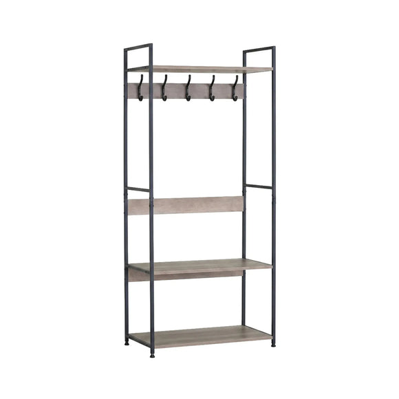 CARLA HOME Freestanding Garment Rack - 5 Hooks 4 Shelves - Brown - Rustic - Steel