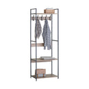 CARLA HOME Freestanding Garment Rack - 5 Hooks 4 Shelves - Brown - Rustic - Steel-9