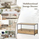CARLA HOME Coffee Table with 2 Drawers - Open Shelf - Brown - Rustic - Steel - Living Room Bedroom-4