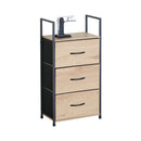CARLA HOME 3 Drawer Tallboy Storage Cabinet - Brown - Rustic - Steel - Chest Drawers Tallboy-1