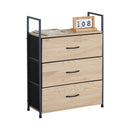 CARLA HOME 3 Drawer Tallboy Large Storage Cabinet - Brown - Rustic - Steel - Chest Drawers Tallboy-9