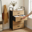CARLA HOME 4 Drawer Tallboy Large Storage Cabinet - Brown - Rustic - Steel - Chest Drawers Tallboy-2