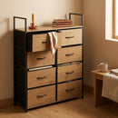 CARLA HOME 8 Drawer Tallboy Large Storage Cabinet - Brown - Rustic - Steel - Chest Drawers Tallboy-5