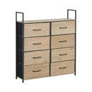 CARLA HOME 8 Drawer Tallboy Large Storage Cabinet - Brown - Rustic - Steel - Chest Drawers Tallboy-8