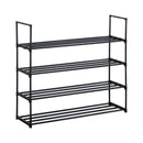 CARLA HOME 4 Tier Metal Shoe Rack - Free Standing Organiser - Black - Basic - Steel-8