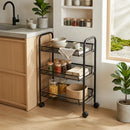 CARLA HOME 3 Tier Rolling Kitchen Trolley Cart - Metal Mesh - Black - Basic - Steel-2