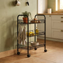 CARLA HOME 3 Tier Rolling Kitchen Trolley Cart - Metal Mesh - Black - Basic - Steel-5