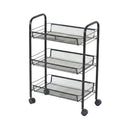 CARLA HOME 3 Tier Rolling Kitchen Trolley Cart - Metal Mesh - Black - Basic - Steel-8